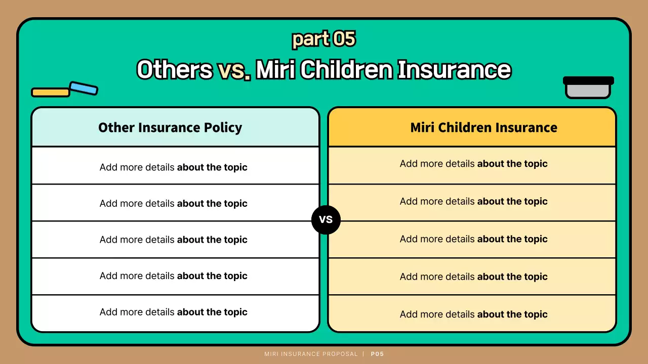 Turquoise Cute Character Child Insurance Proposal Presentation