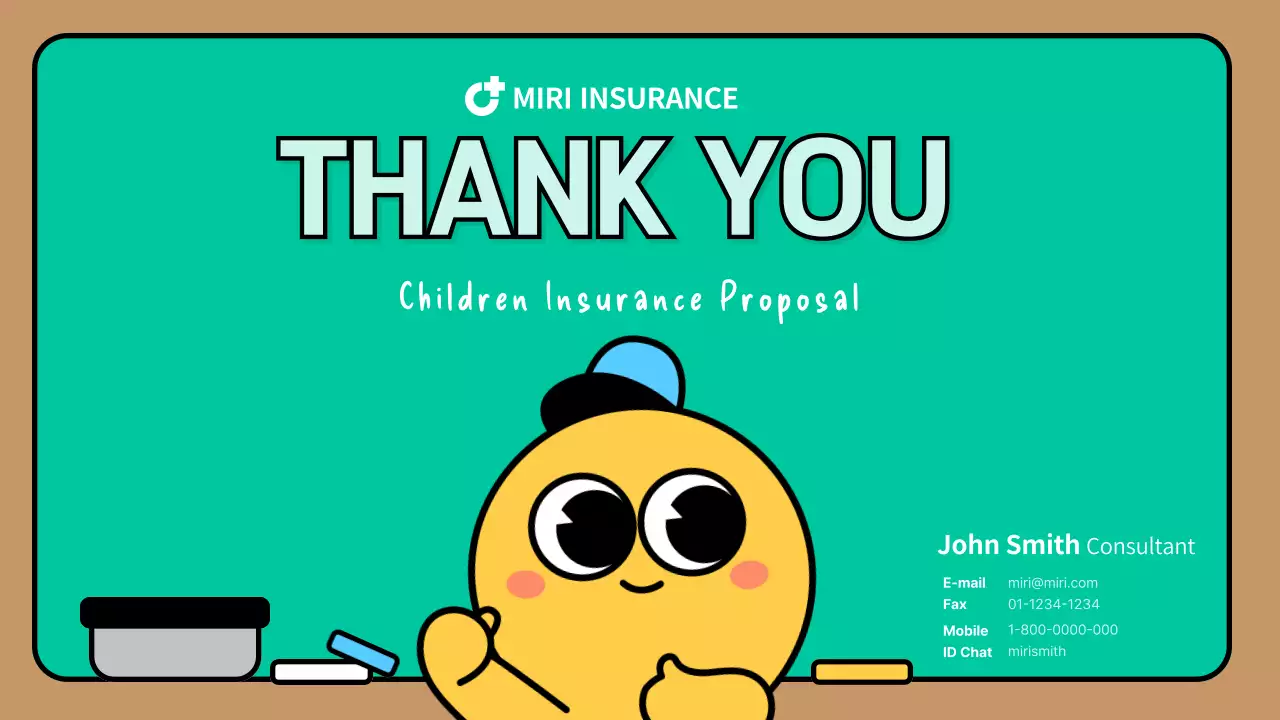 Turquoise Cute Character Child Insurance Proposal Presentation