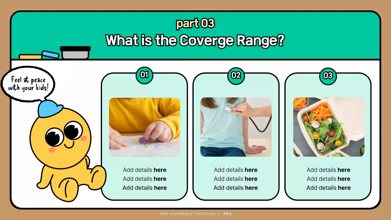 Turquoise Cute Character Child Insurance Proposal Presentation