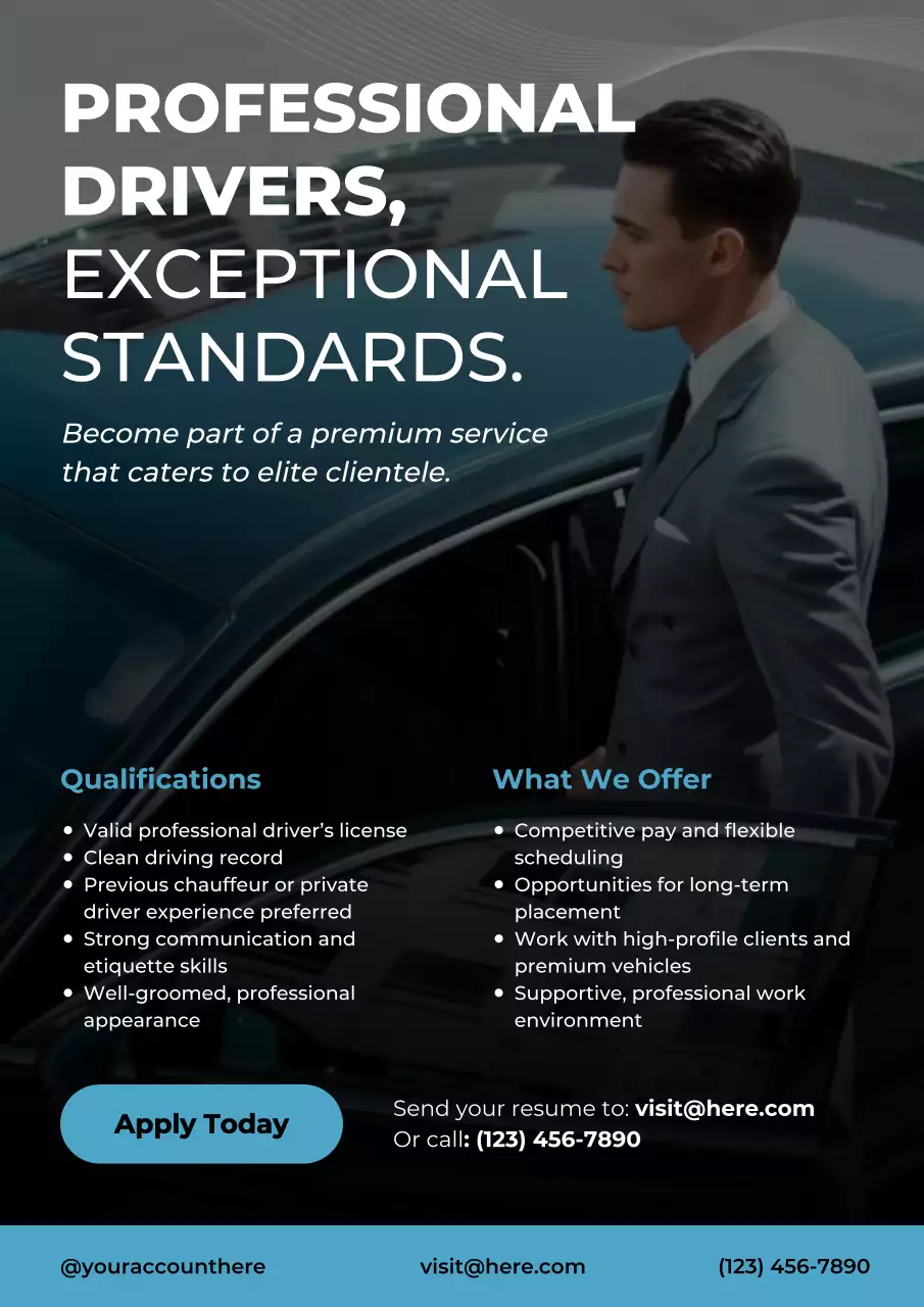 Black Modern Driver Recruitment Advertisement Poster