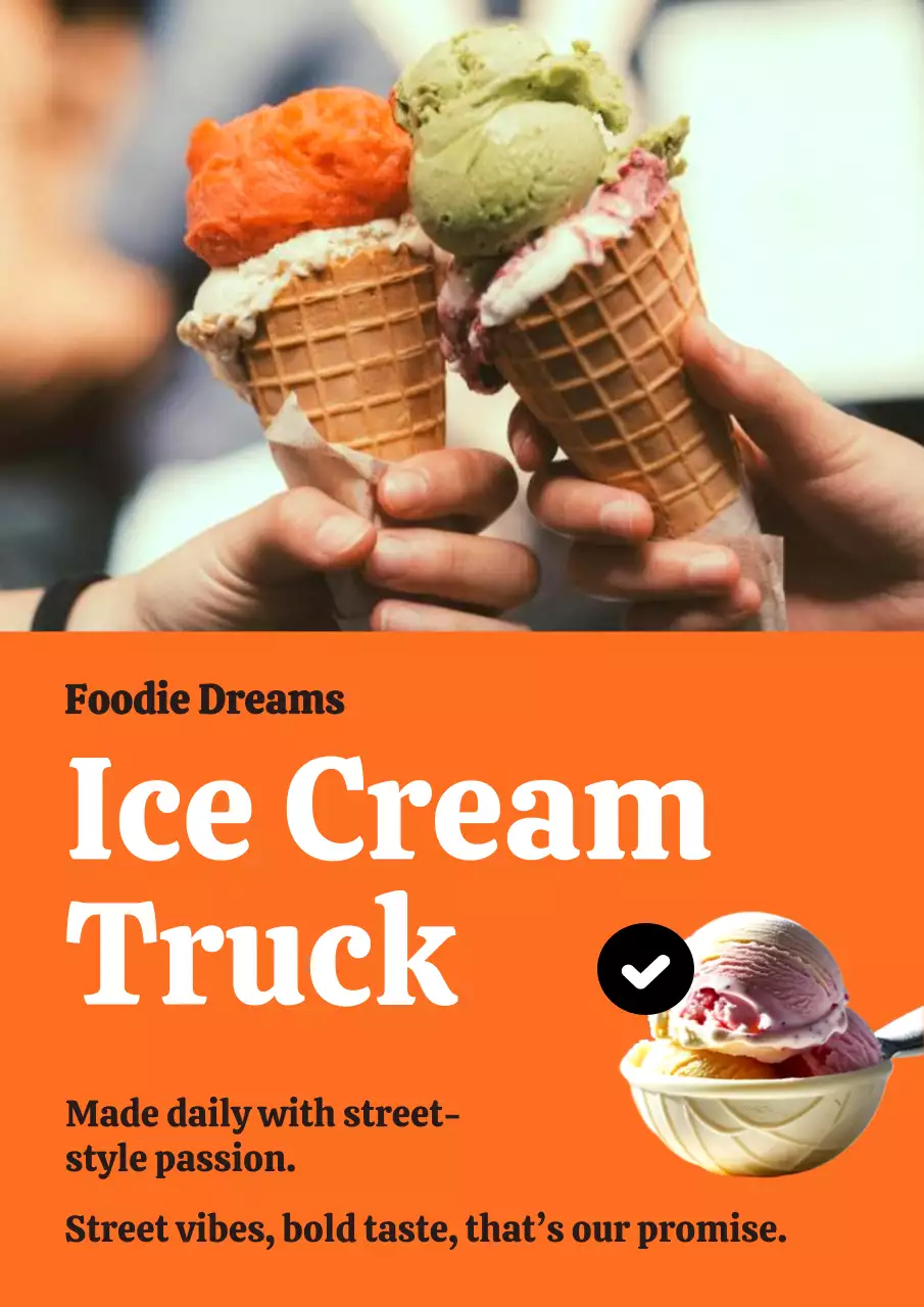 Orange Retro Ice Cream Advertisement Poster