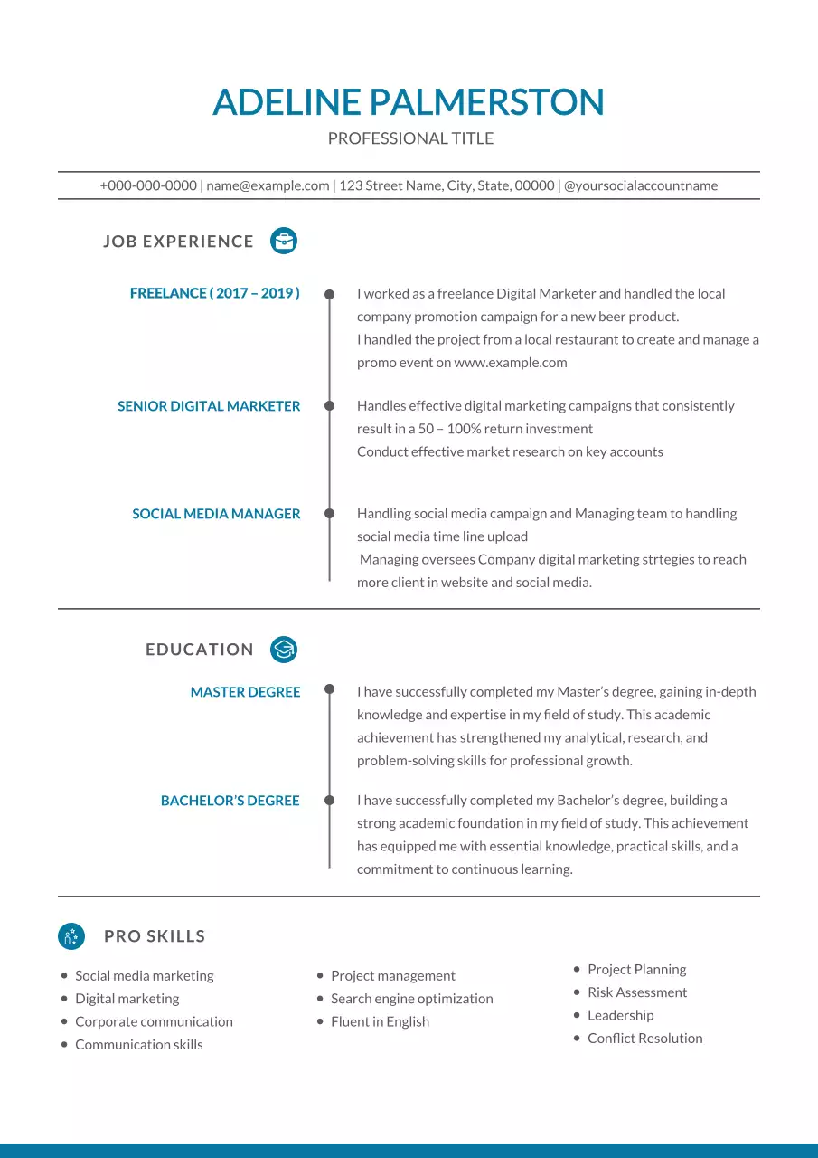 Blue professional resume document