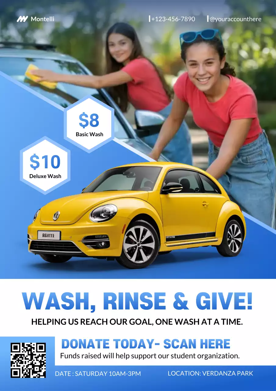 Blue Modern Car Wash Promotion Poster