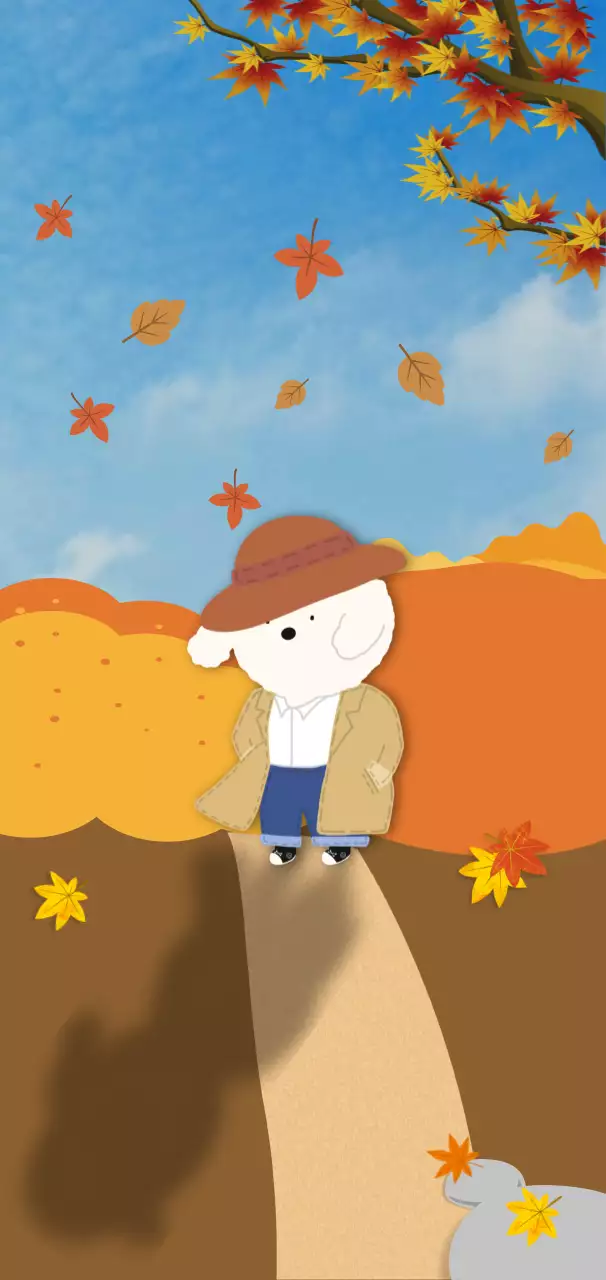 주황 아기자기한 가을 배경