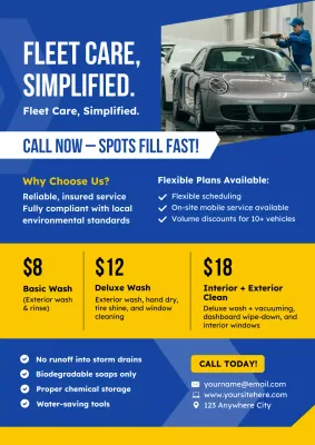 Blue and Yellow Fleet Wash Proposal Poster