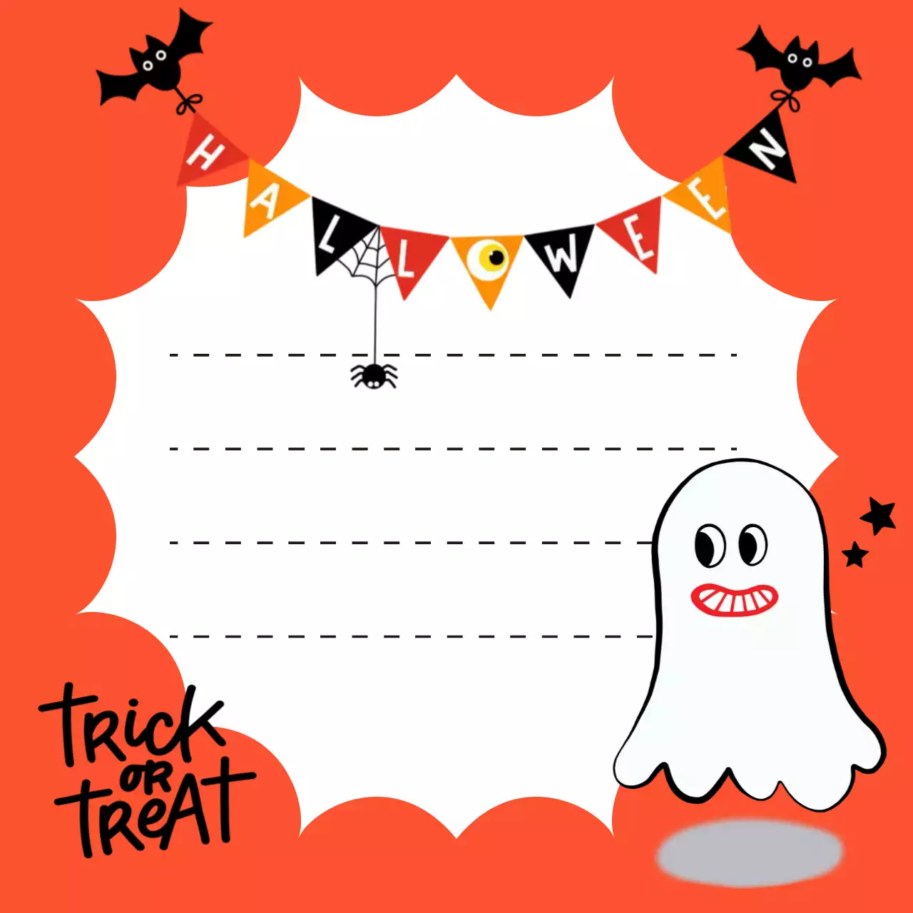 주황 아기자기한 할로윈 엽서