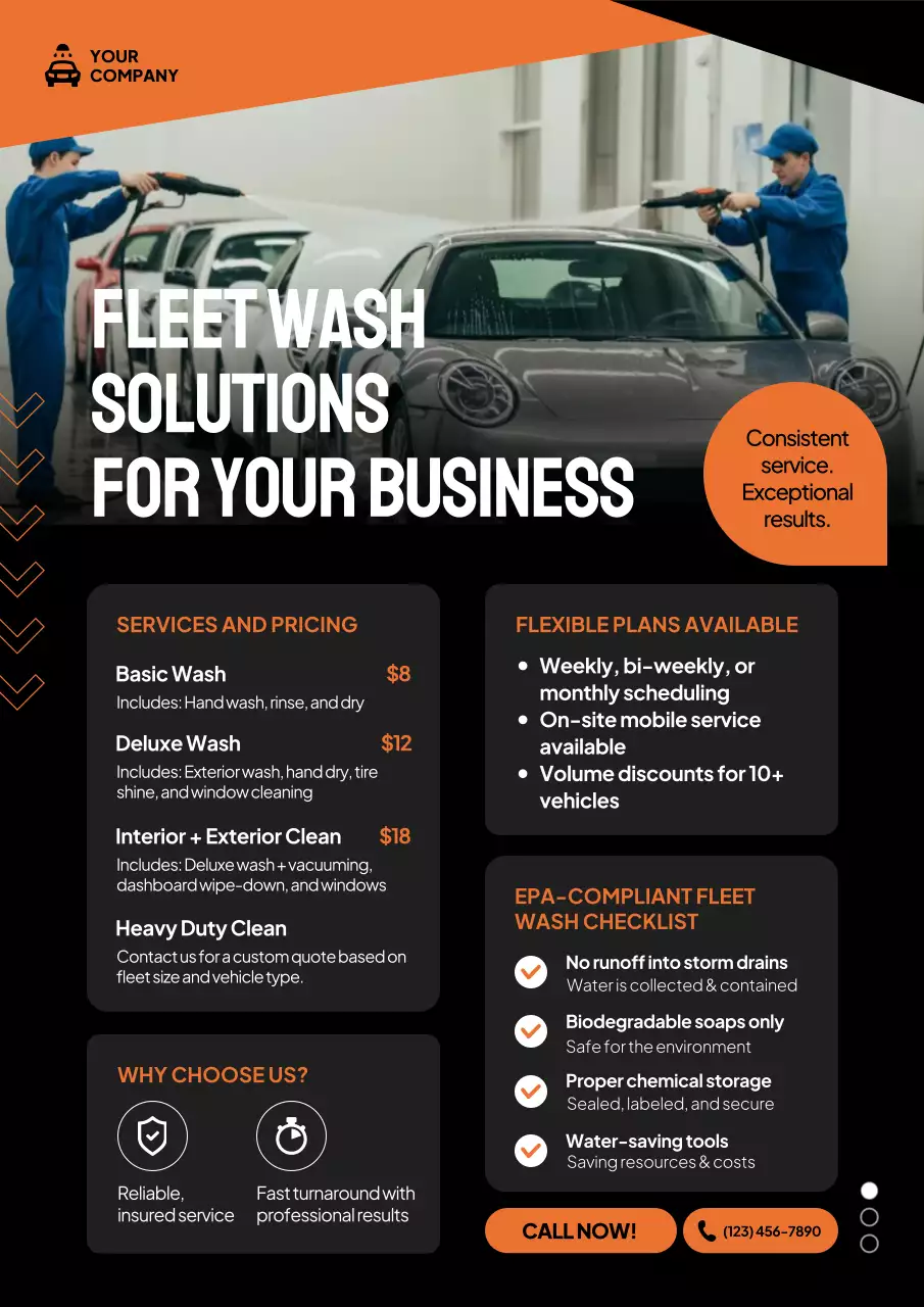 Orange Modern Car Wash Promotion Poster