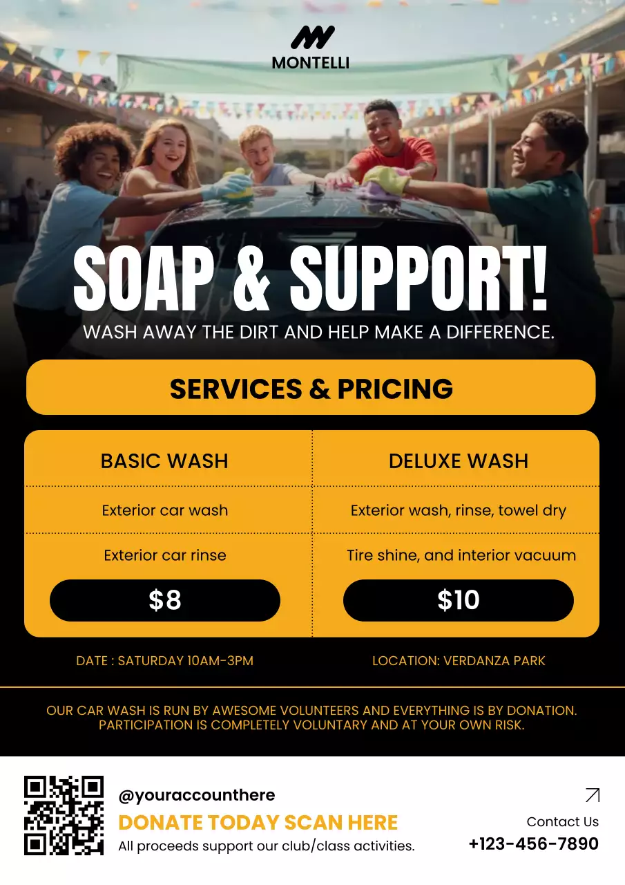 Yellow Modern Car Wash Promotion Poster