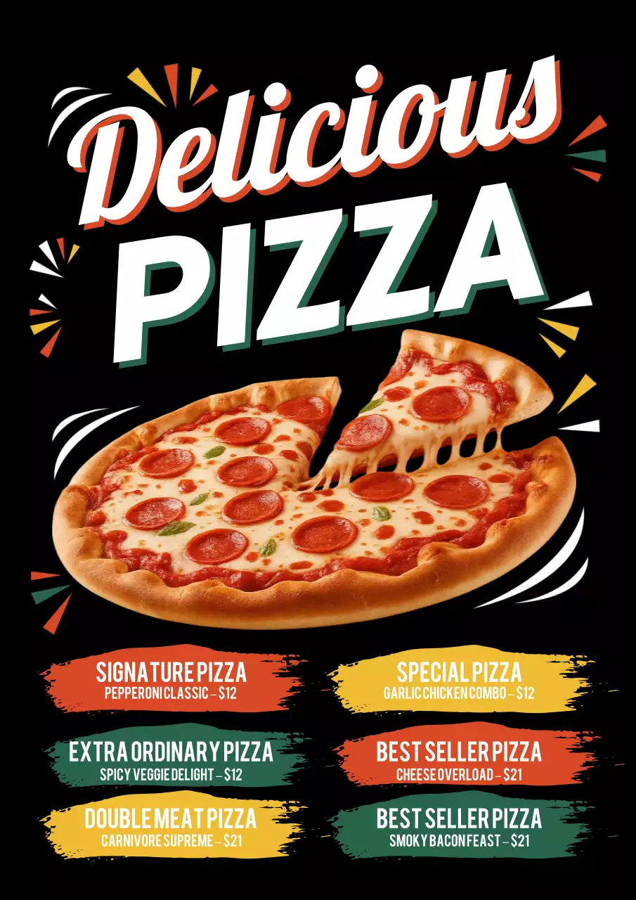 Black Retro Pizza Promotion Poster