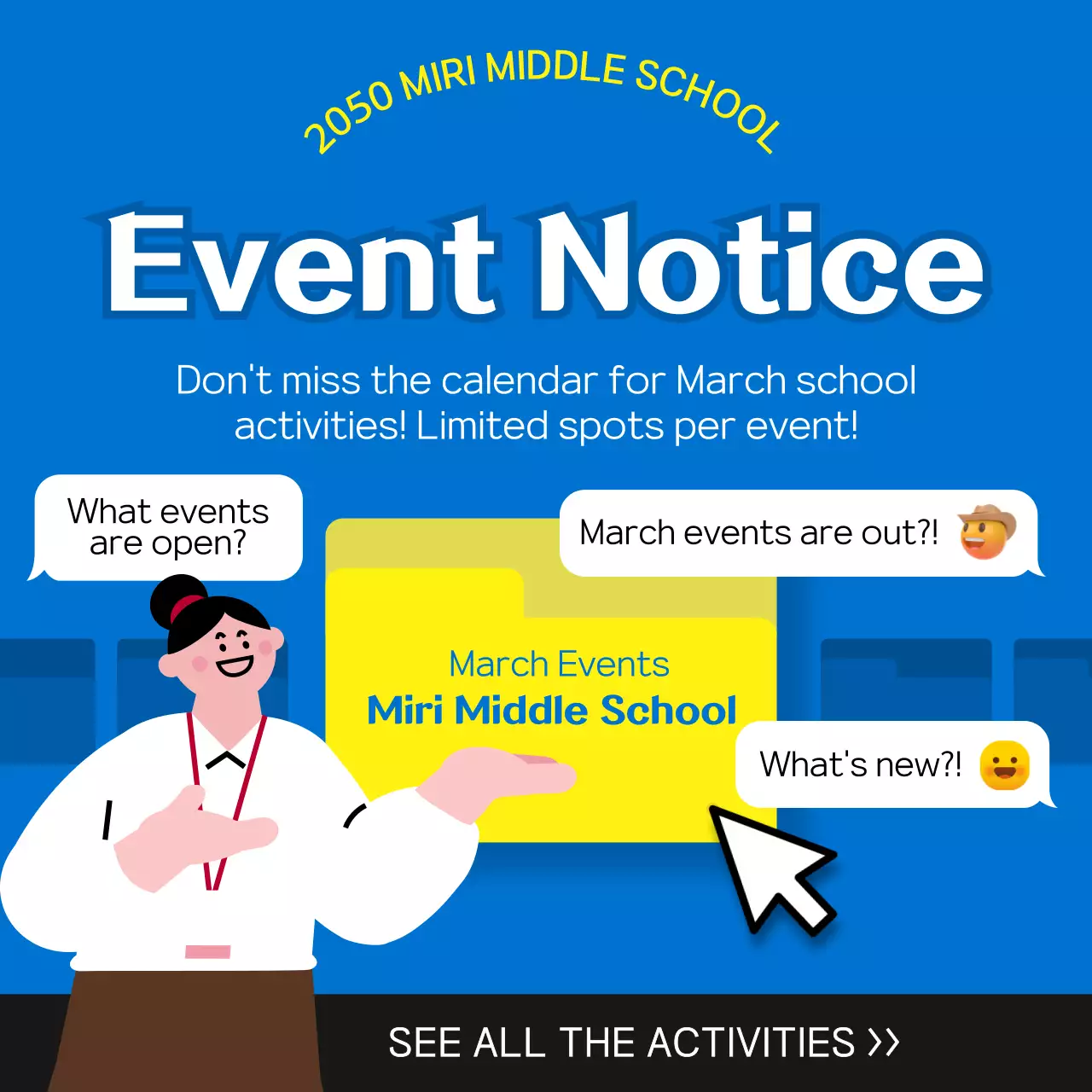 노란색 폴더 심플한 학교소식 광고