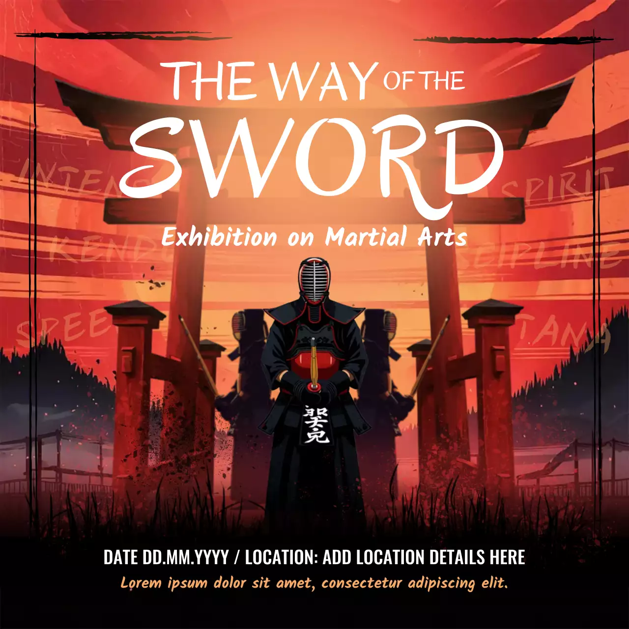 Red Traditional Martial Arts Exhibition Social Media Post