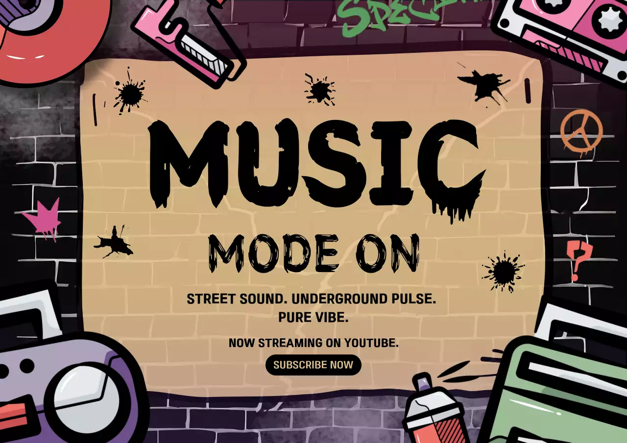 Poster Iklan Musik Grafiti Hitam