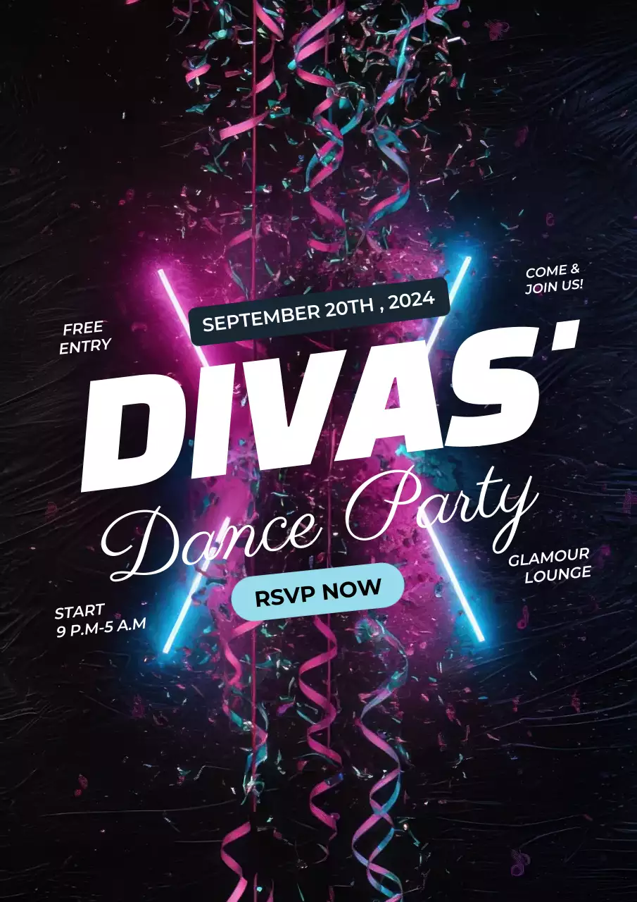 Neon Trendy Dance Rsvp Poster