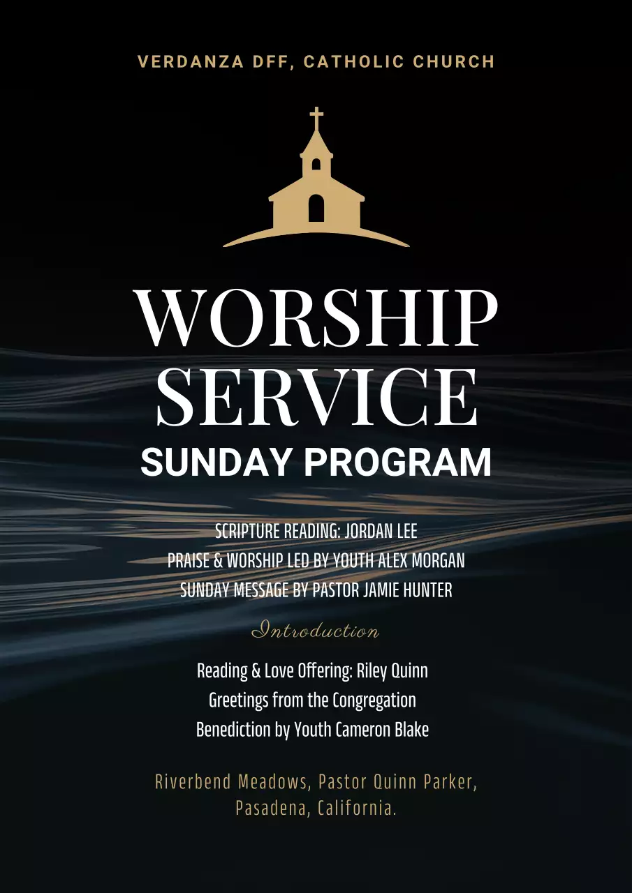 Black Elegant Worship Announcement Poster