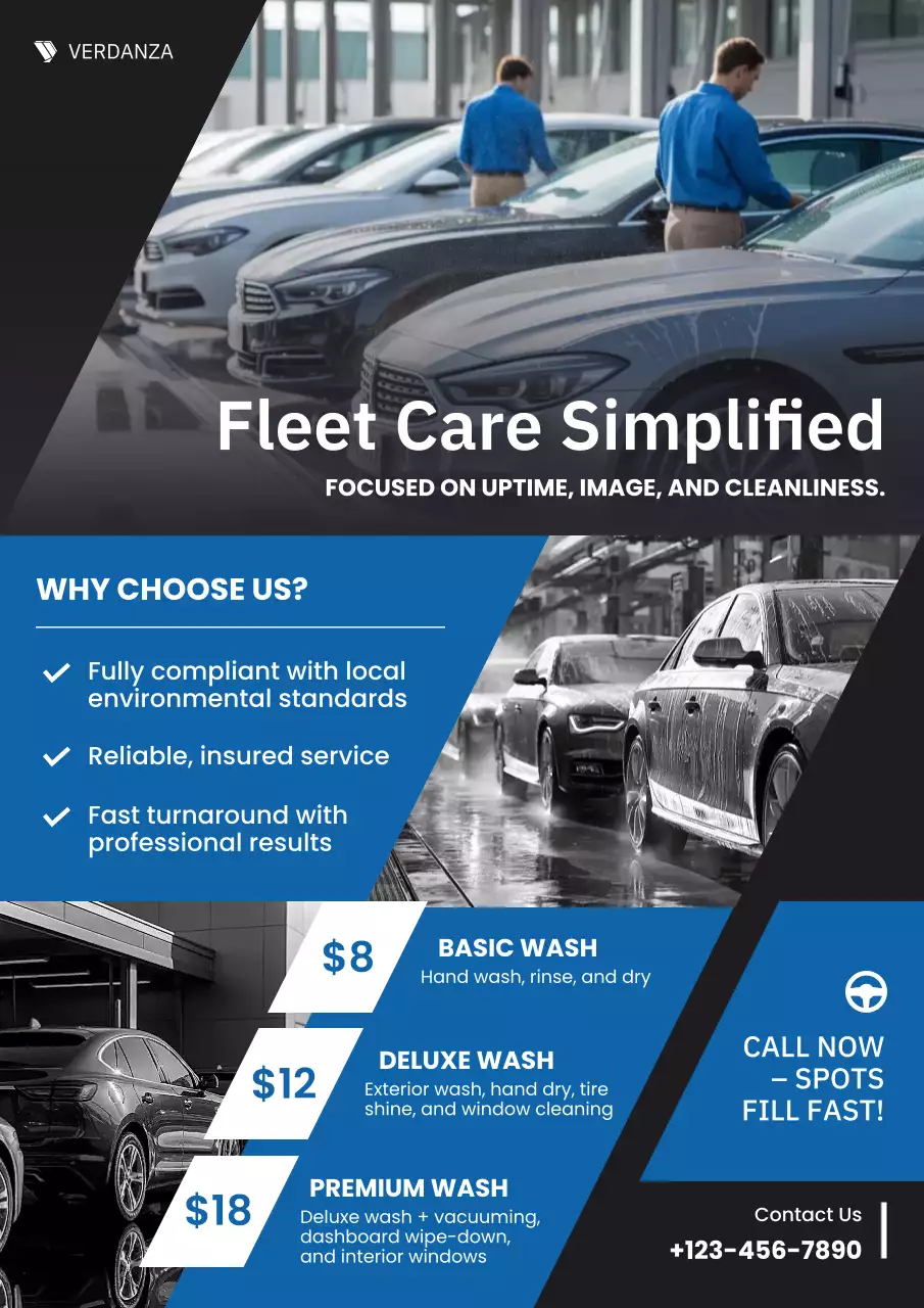 Blue Modern Car Wash Promotion Poster