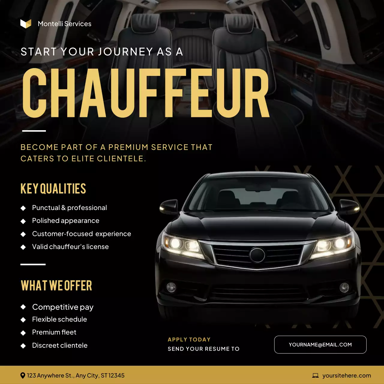 Black Elegant Chauffeur Recruitment Instagram Post