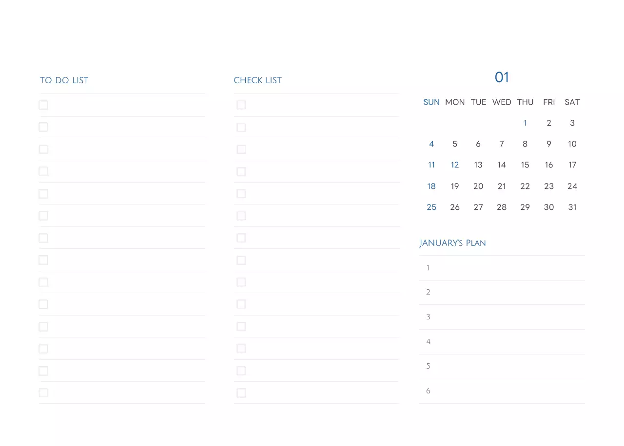 白と黒のシンプルな2025年版数字卓上カレンダー