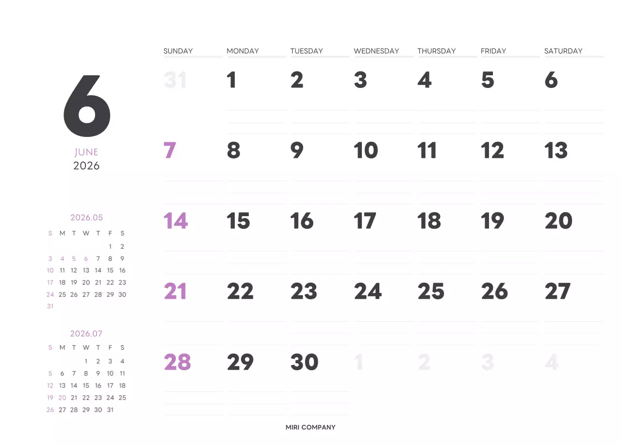 白と黒のシンプルな2025年版数字卓上カレンダー