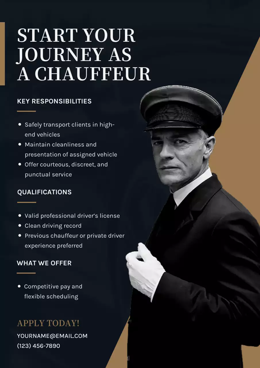 Black Professional Chauffeur Recruitment Poster