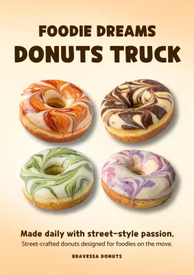 Beige Trendy Donuts Advertisement Poster