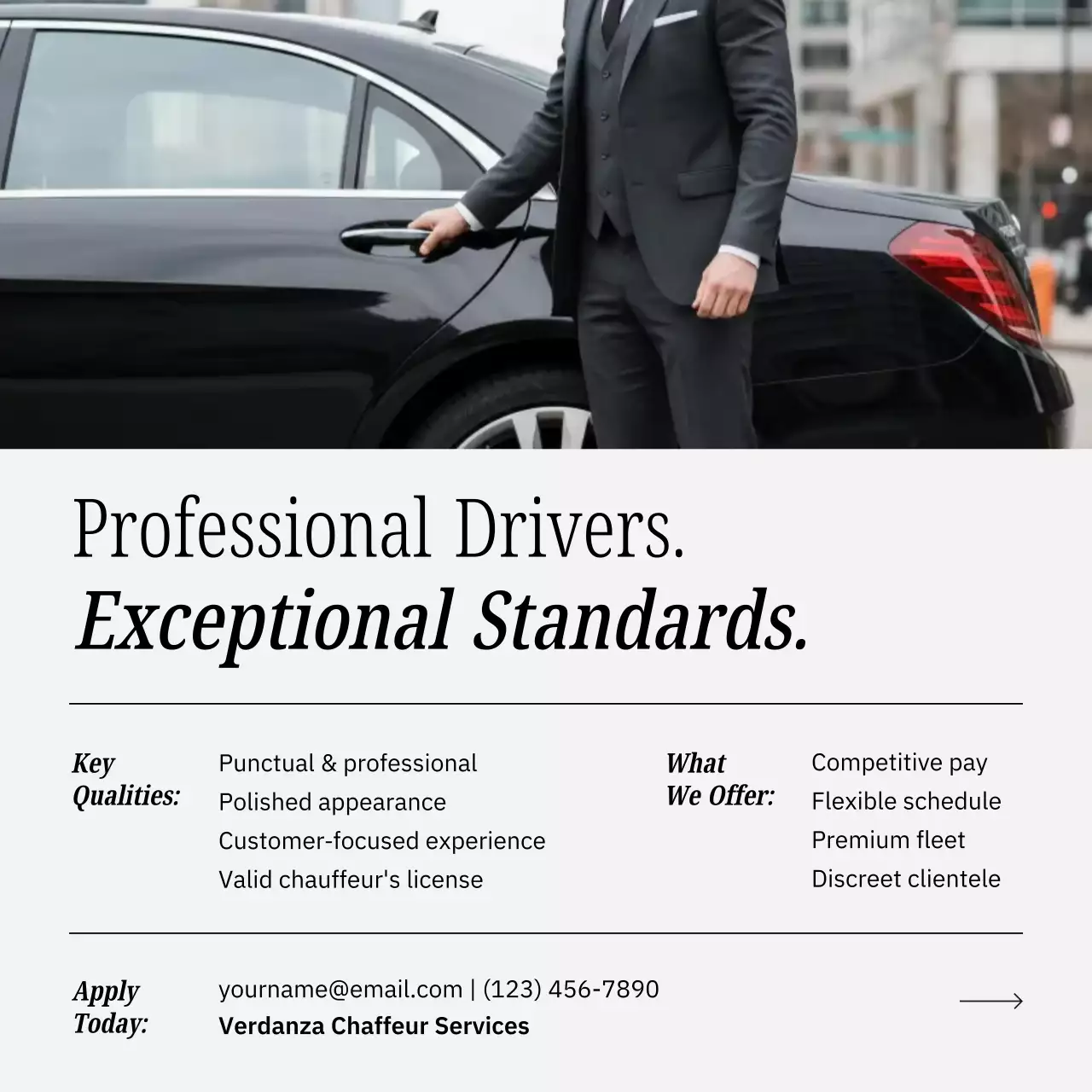 Black Elegant Chauffeur Recruitment Instagram Post