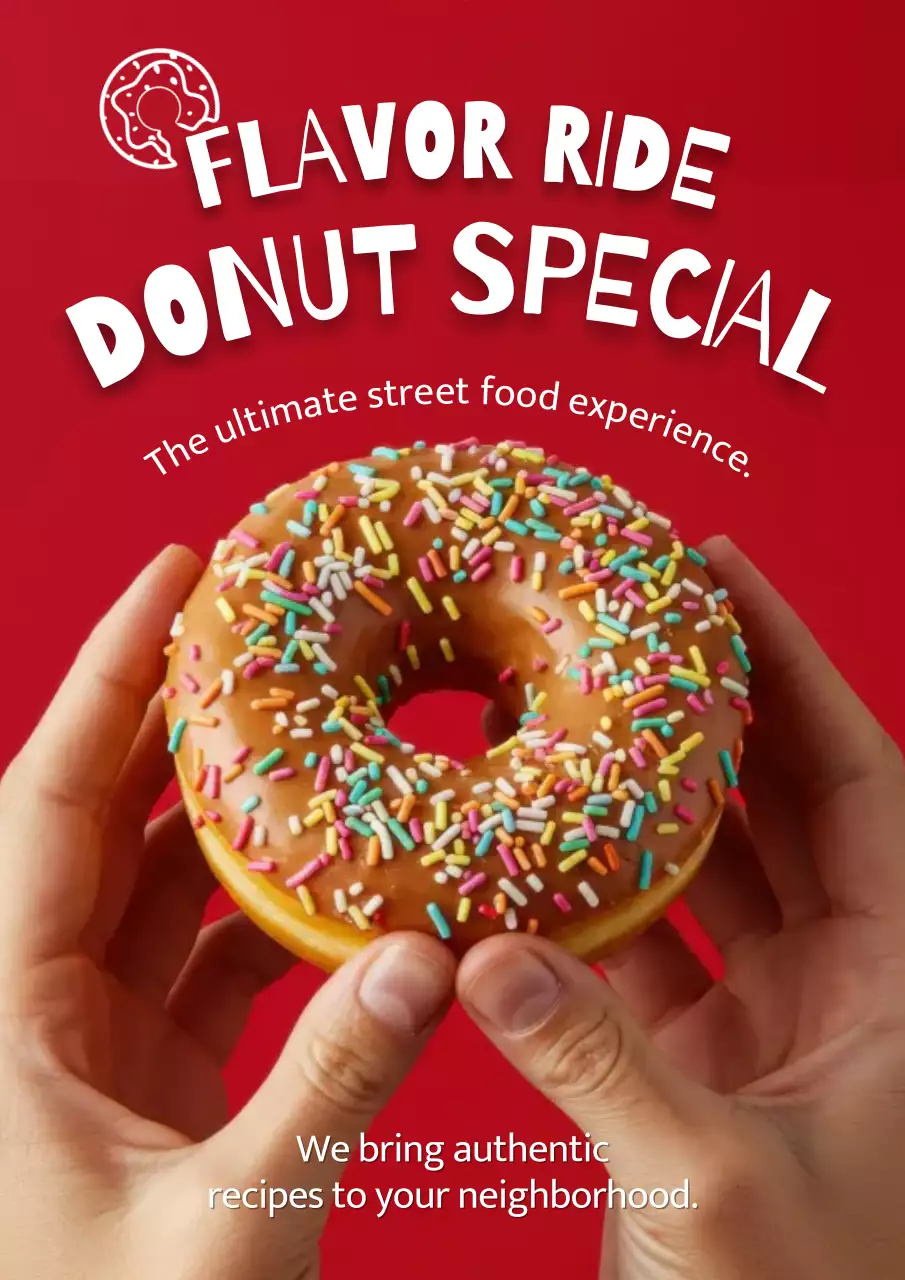 Red Trendy Donut Promotion Poster