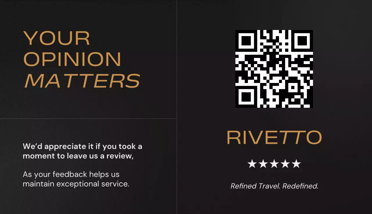 Black and Brown Minimalist Modern Review Referral Business Card