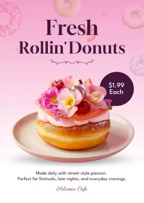 Pink Aesthetic Donut Advertisement Promotion Poster