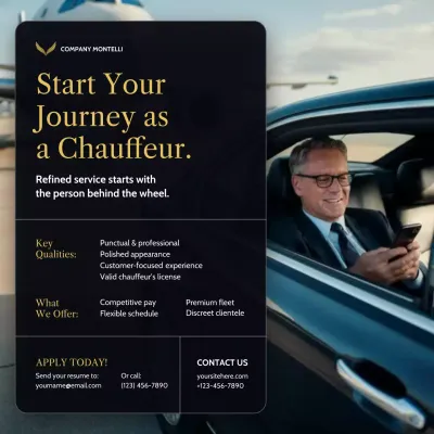 Black and Gold Elegant Minimalist Chauffeur Recruitment Instagram Post