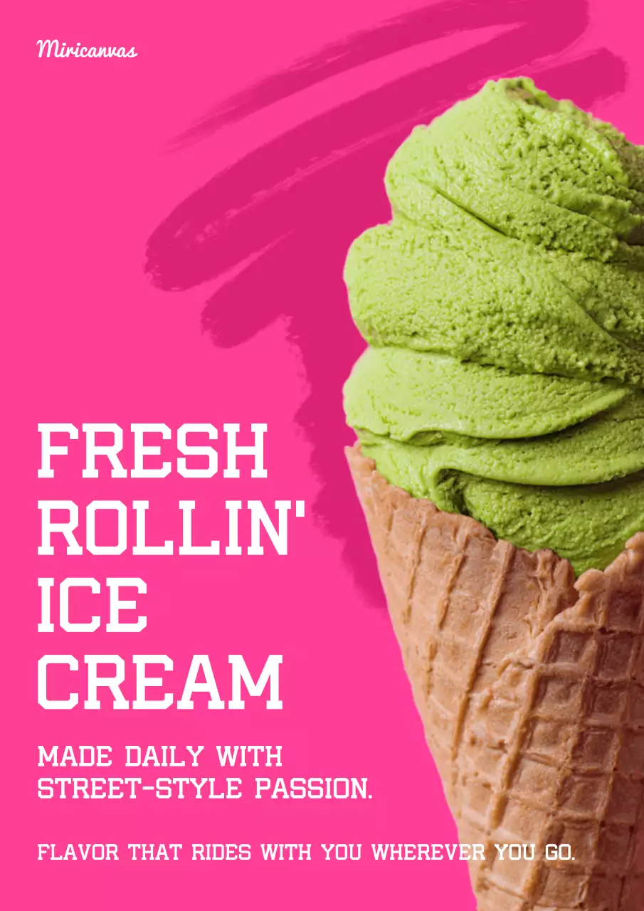 Green Trendy Ice Cream Advertisement Poster