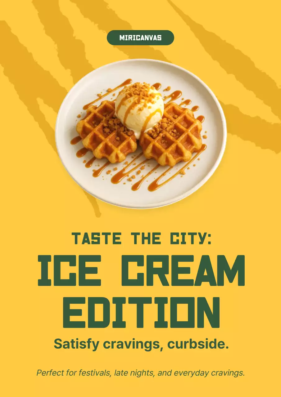 Yellow Retro Dessert Promotion Poster