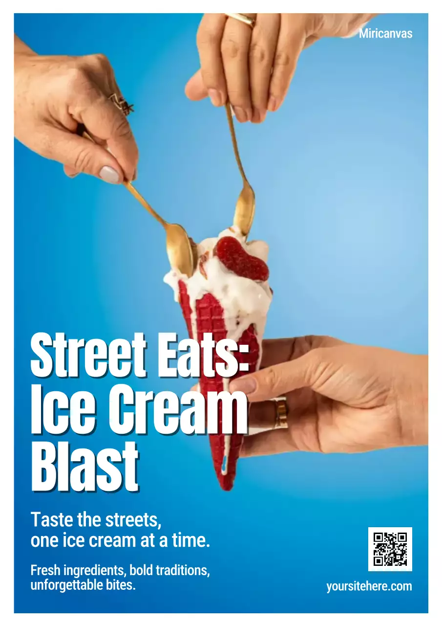 Pink Trendy Ice Cream Advertisement Poster