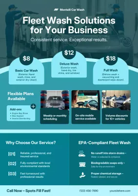 Green and White Bold Modern Fleet Wash Proposal Poster