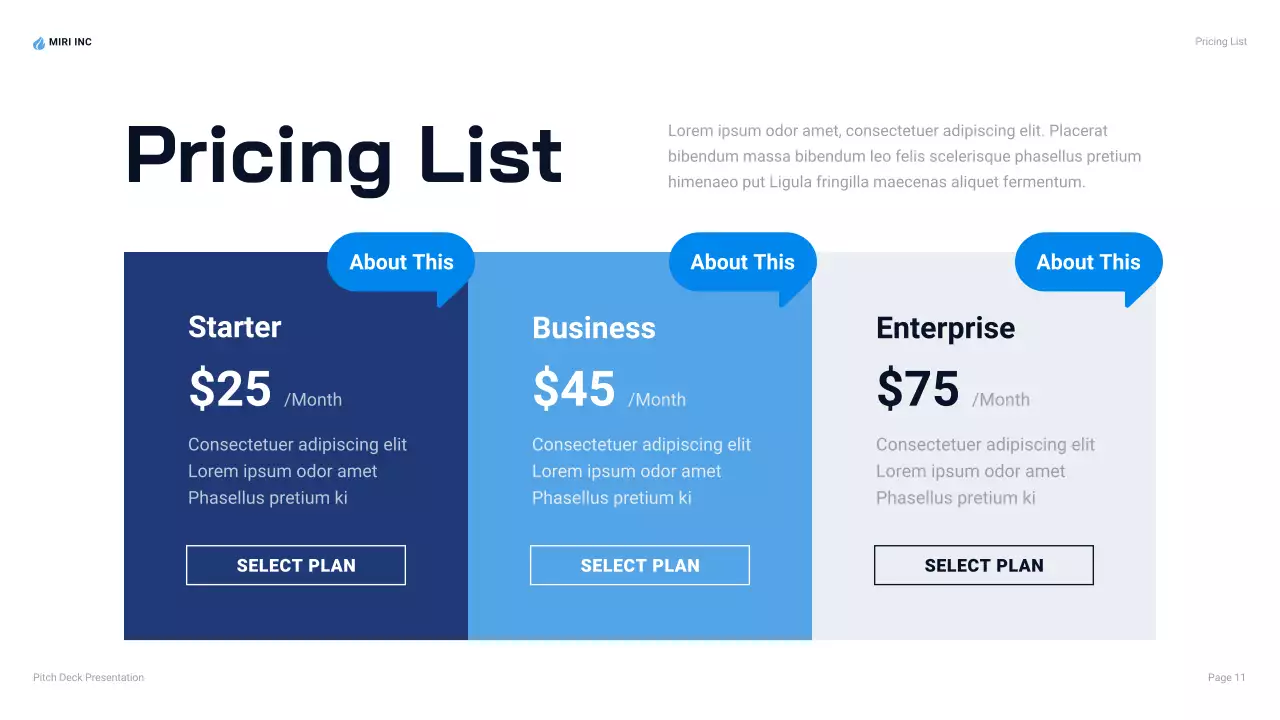 파랑 모던 회사소개서 정보 전달