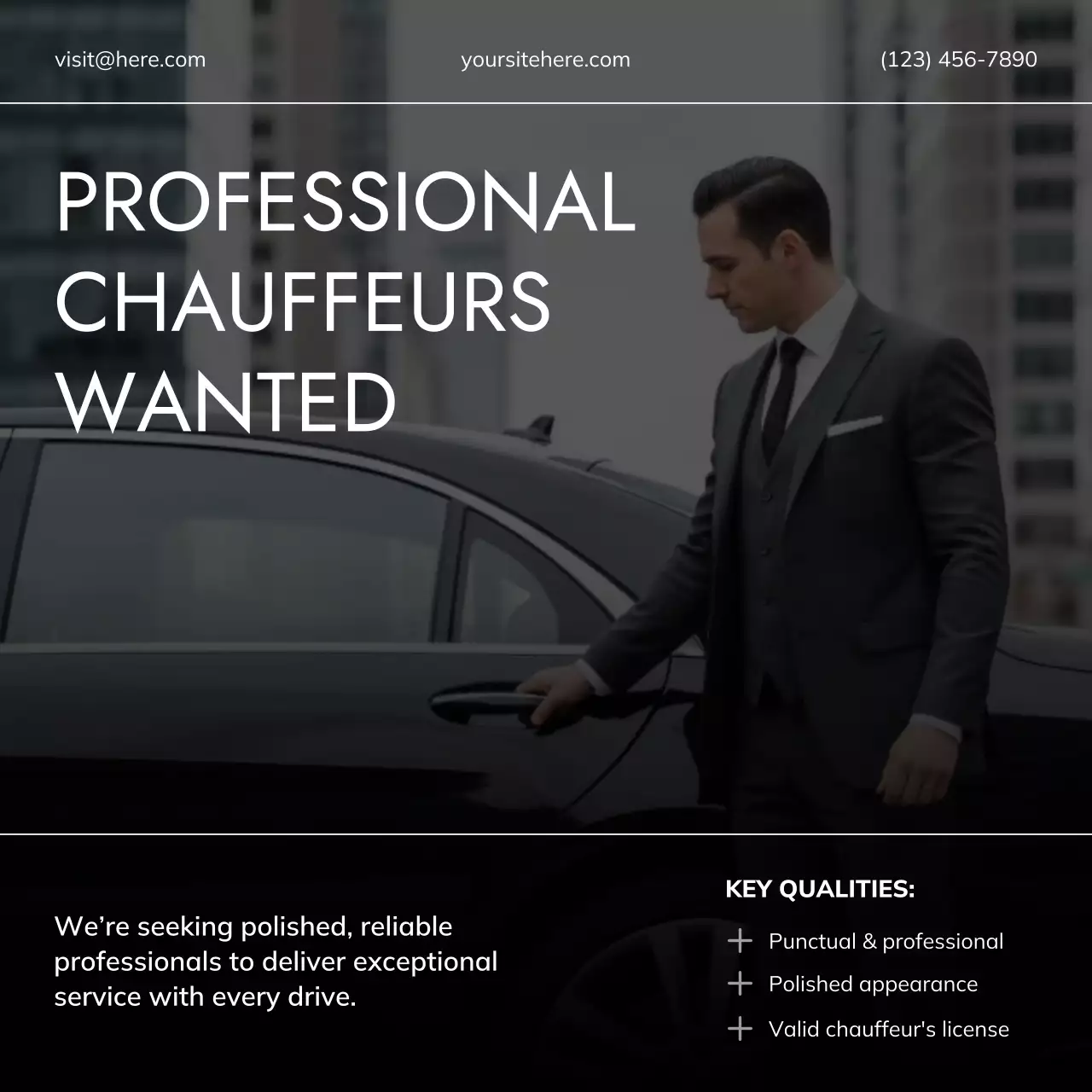 Black Gold Luxury Chauffeur Recruitment Instagram Post