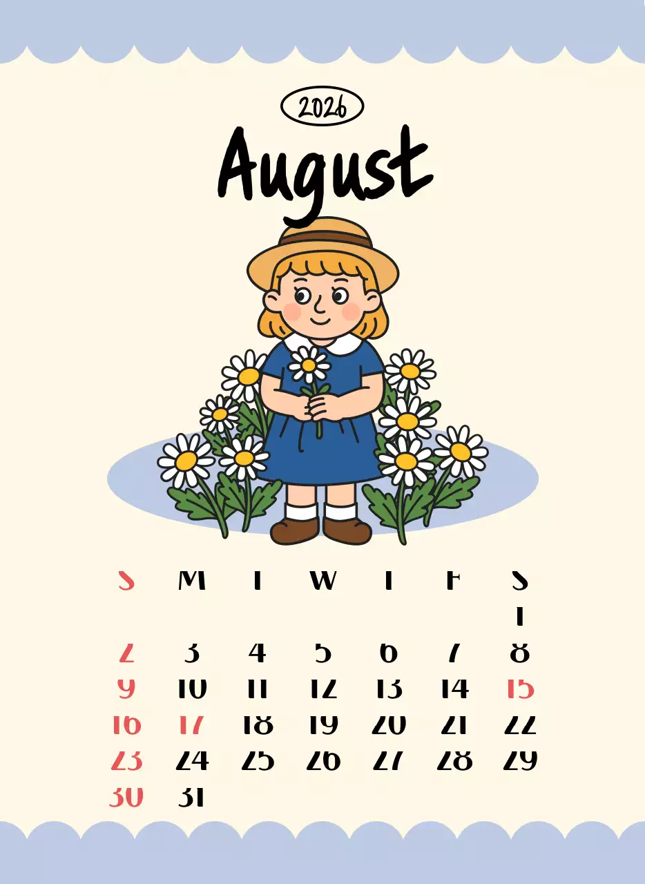 핑크 아기자기한 달력 연간 계획