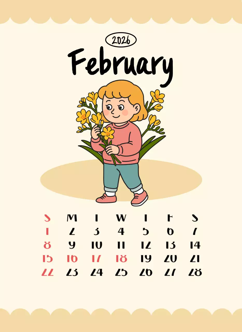 핑크 아기자기한 달력 연간 계획