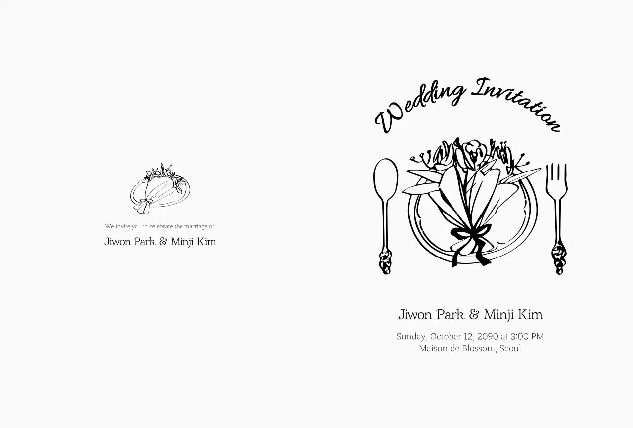 흑백 클래식 결혼 초대장