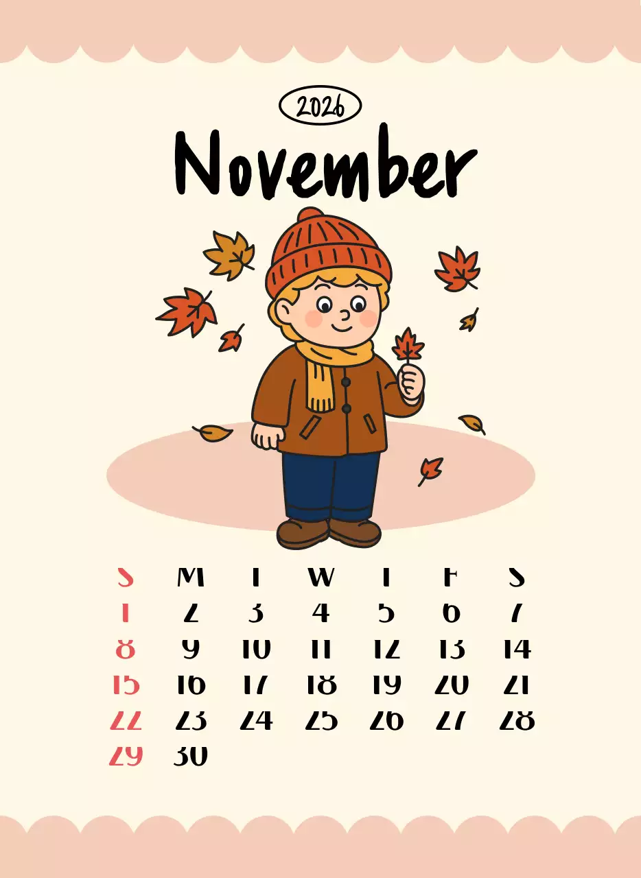 핑크 아기자기한 달력 연간 계획