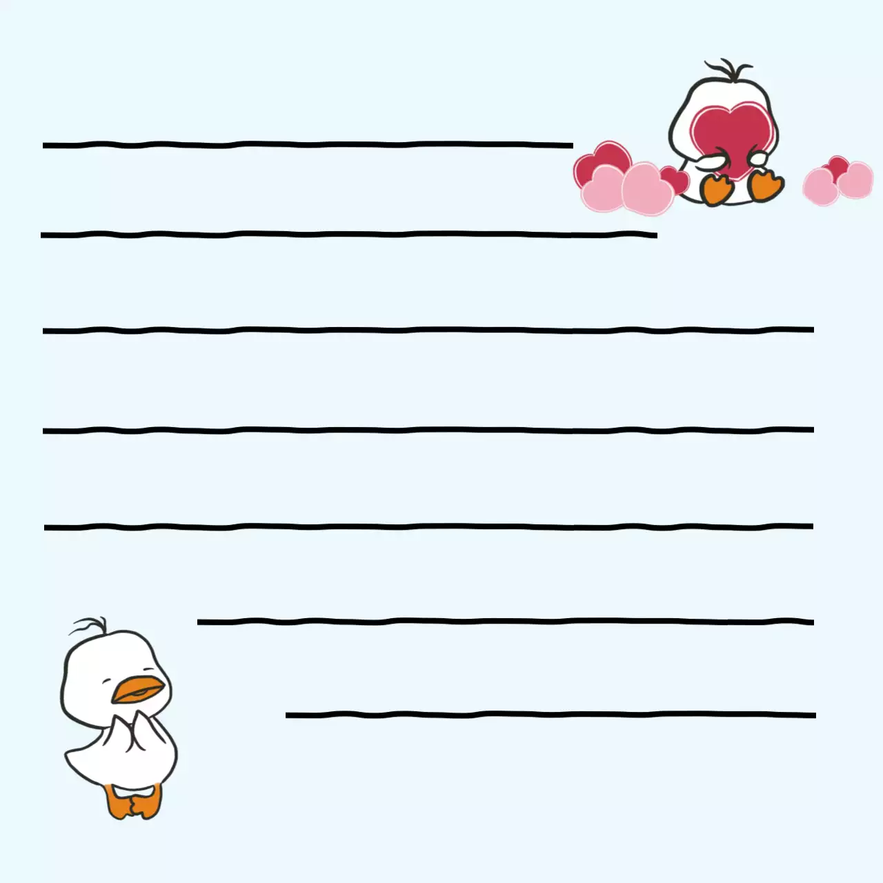 하늘색 아기자기한 만화 메모지