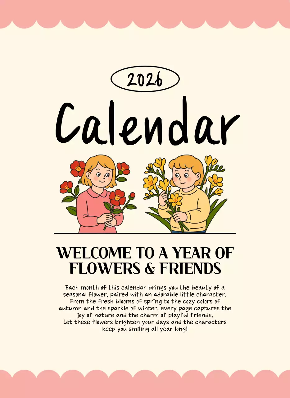 핑크 아기자기한 달력 연간 계획