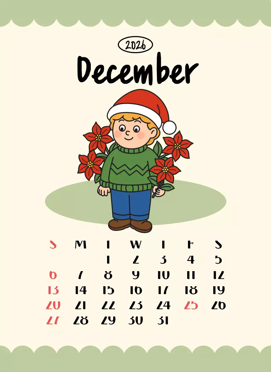 핑크 아기자기한 달력 연간 계획