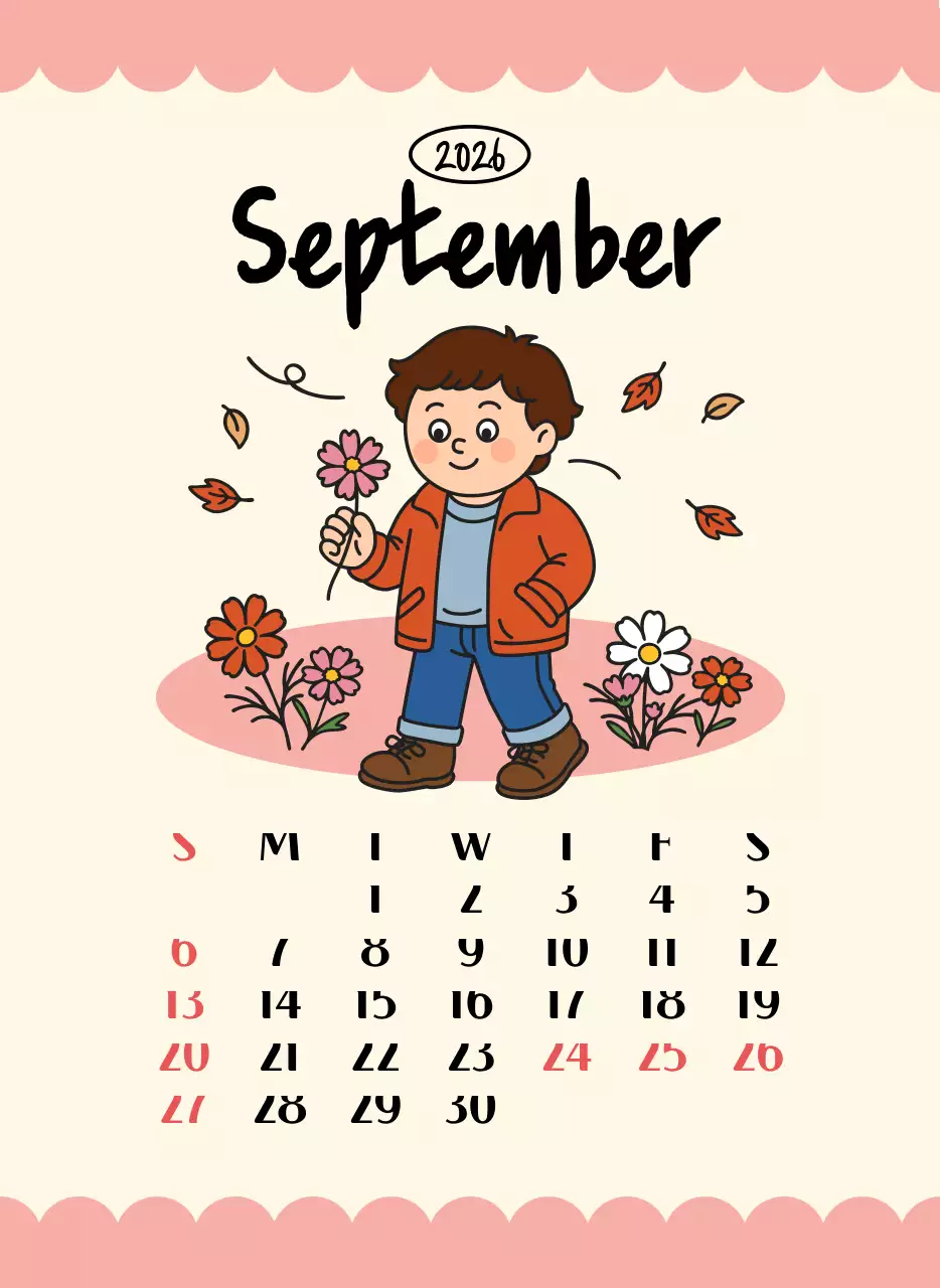 핑크 아기자기한 달력 연간 계획