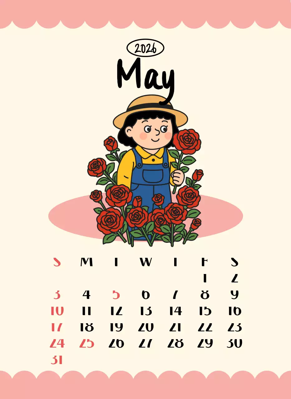 핑크 아기자기한 달력 연간 계획