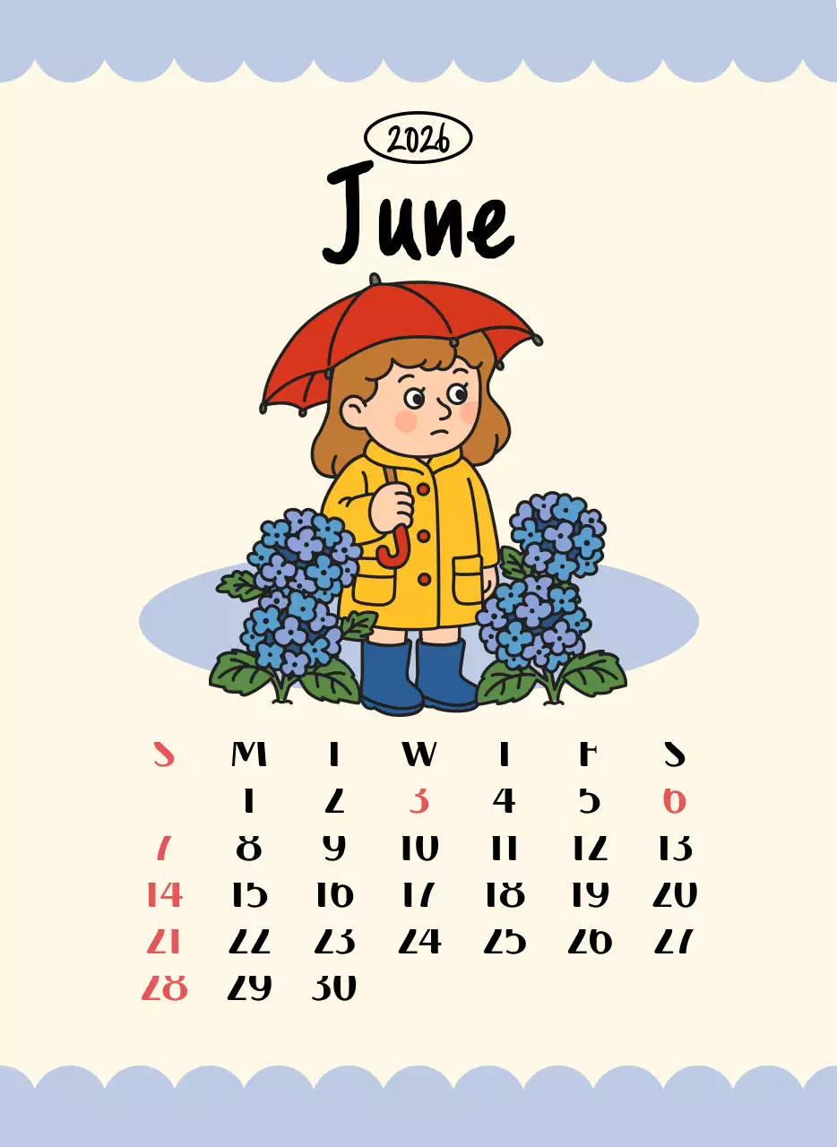 핑크 아기자기한 달력 연간 계획