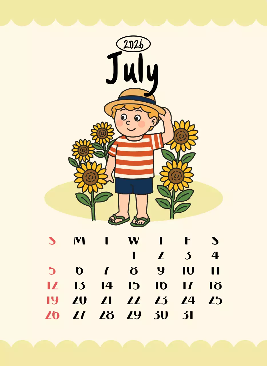 핑크 아기자기한 달력 연간 계획