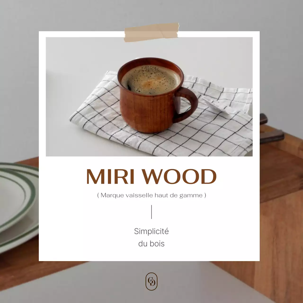 Publicité pour des ustensiles de cuisine minimalistes marron