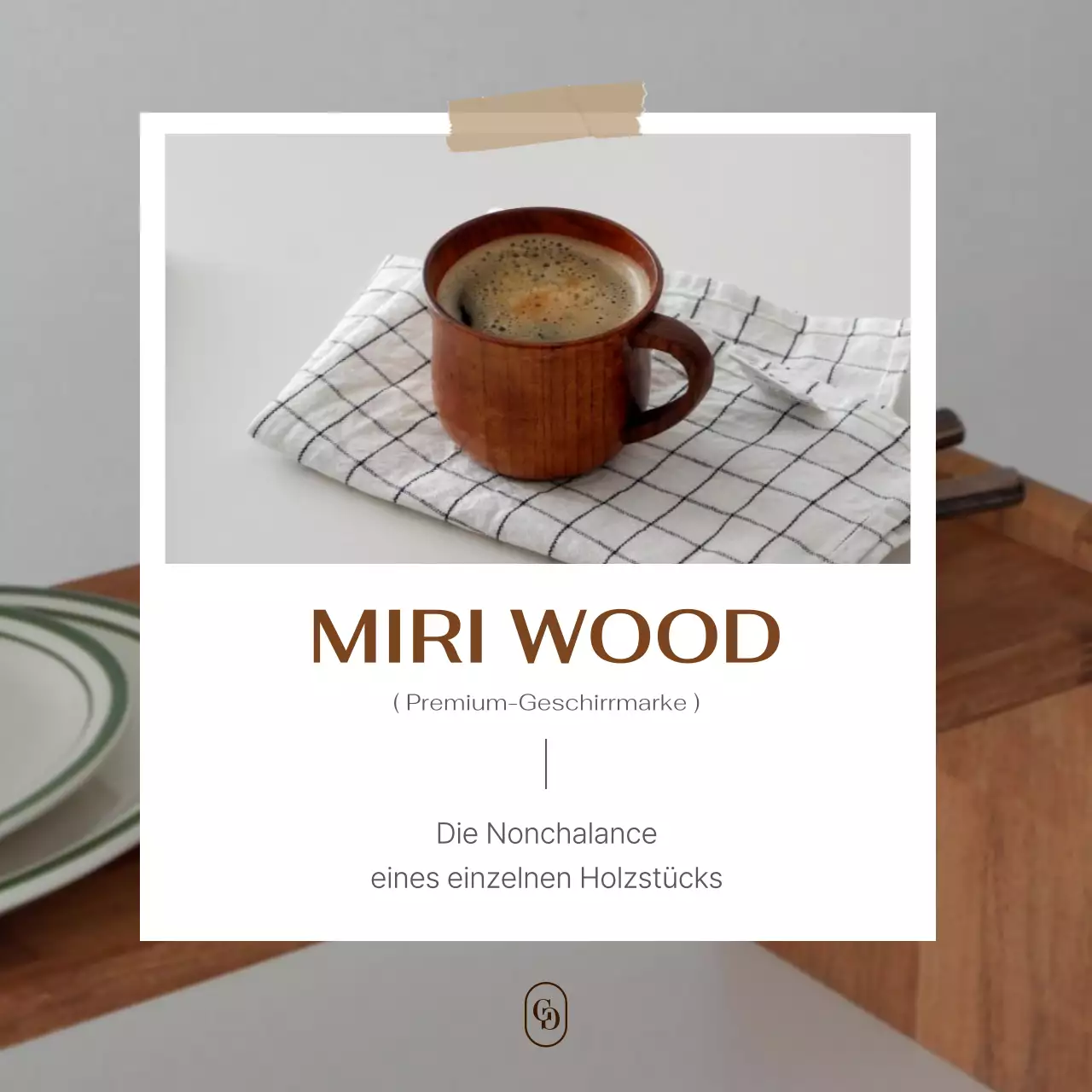 Werbung für minimalistisches Küchengeschirr in Braun