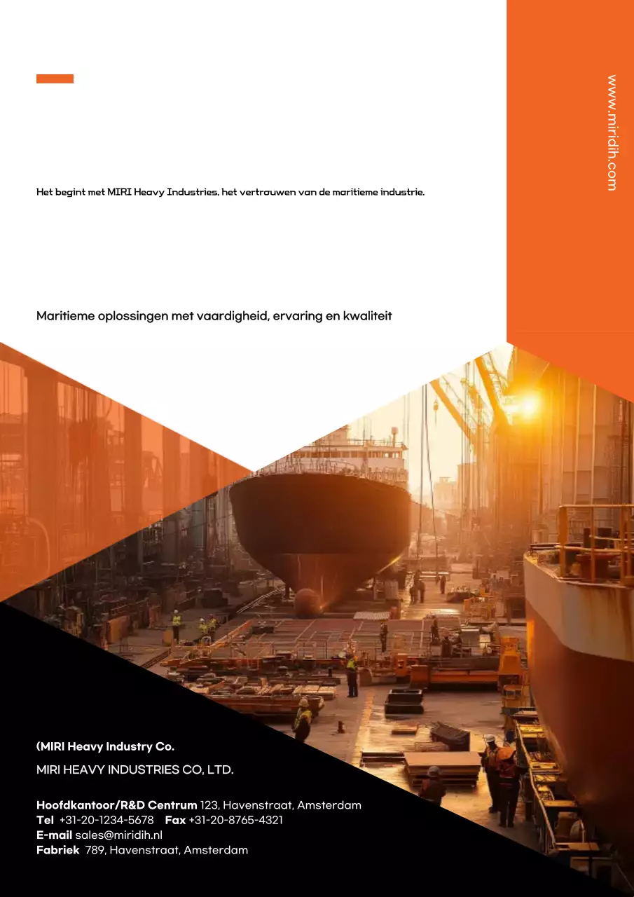 Oranje moderne maritieme industrie advertentie
