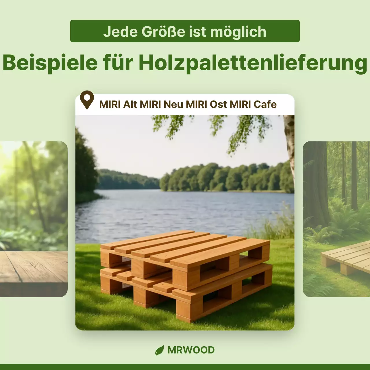 Hellgrüne, schlichte Möbelwerbung